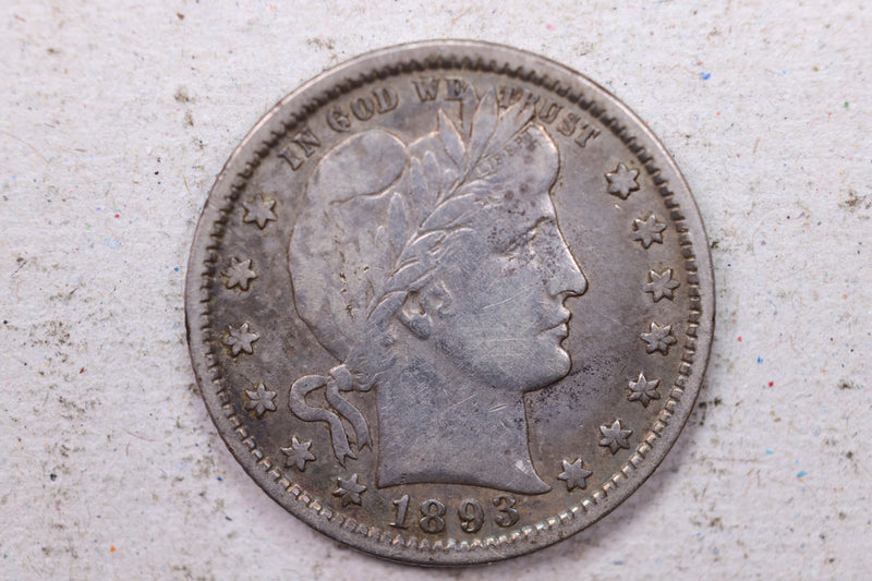 1893-O Barber Silver Quarter., Very Fine., Circulated Coin., Store