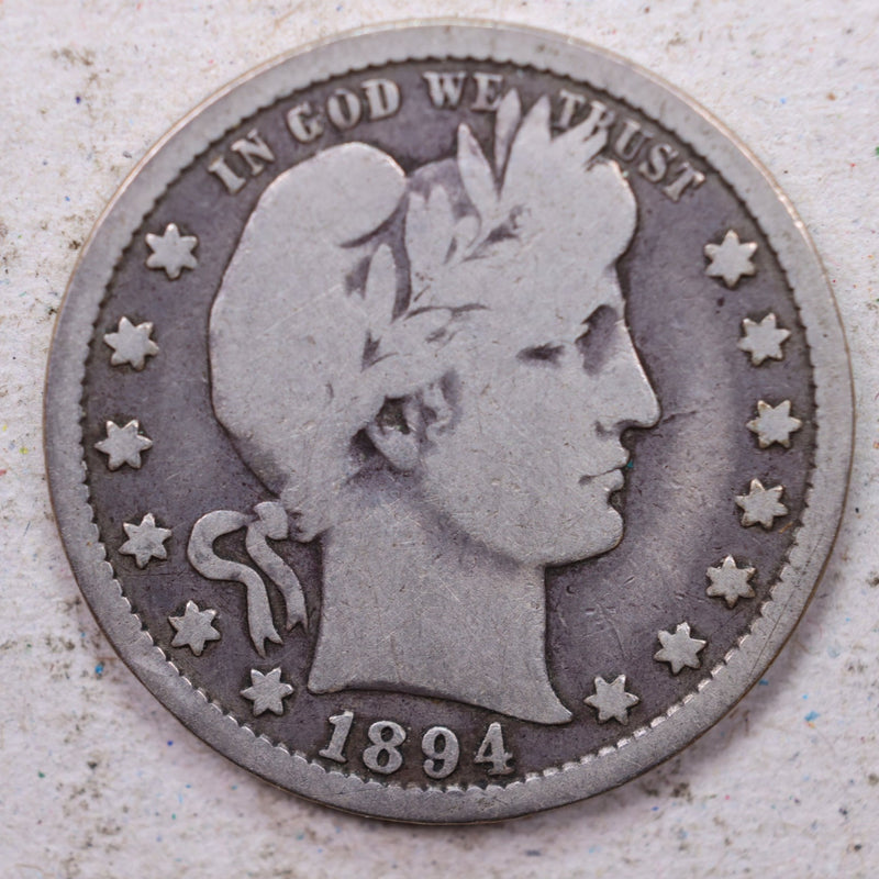 1894-O  Barber Silver Quarter., Very Good., Circulated Coin., Store