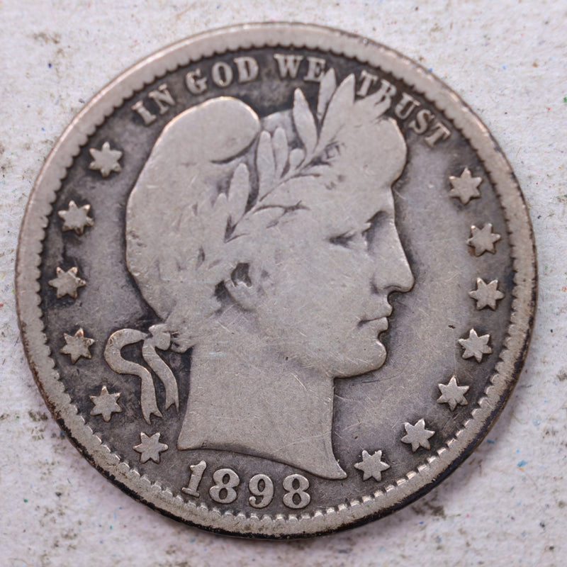 1898-O Barber Silver Quarter., Very Good., Circulated Coin., Store