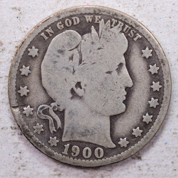 1900-O Barber Silver Quarter., Very Good Details., Circulated Coin., Store #1380