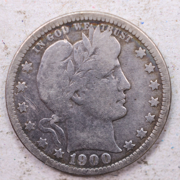 1900-O Barber Silver Quarter., Very Good., Circulated Coin., Store #1381