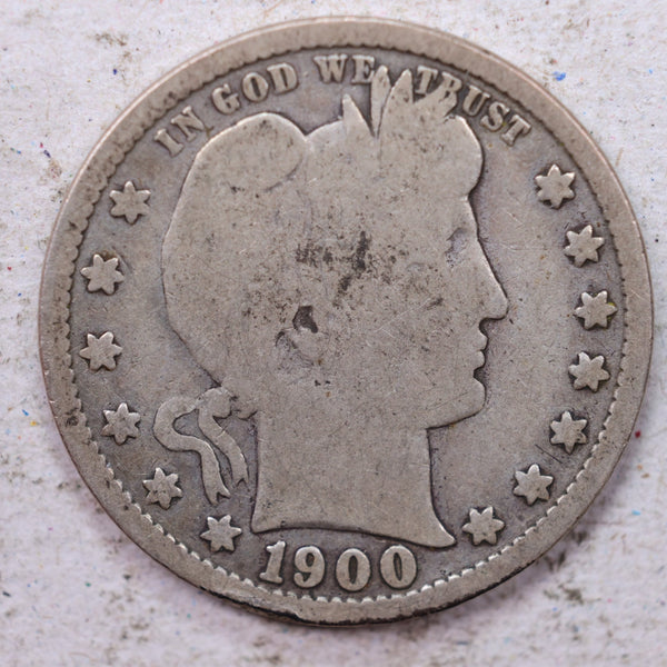 1900-S Barber Silver Quarter., Good., Circulated Coin., Store #1383