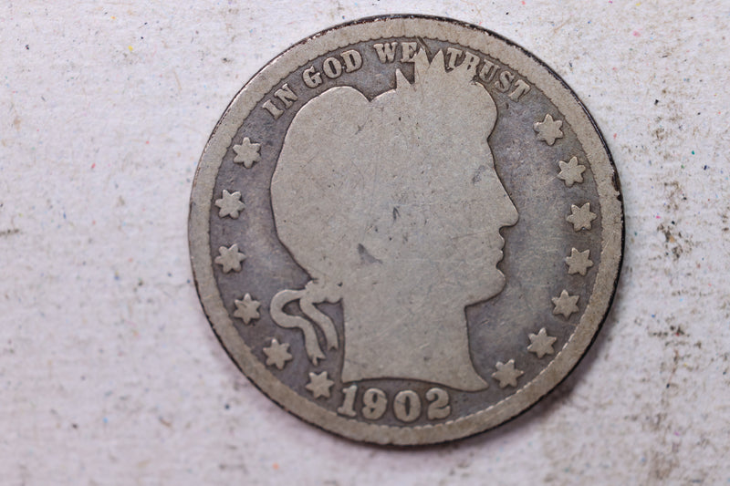 1902-O Barber Silver Quarter., About Good., Circulated Coin., Store