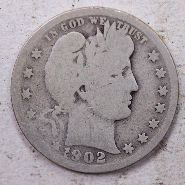 1902-S Barber Silver Quarter., Good., Circulated Coin., Store #1393