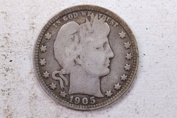 1905-S Barber Silver Quarter., Very Good., Circulated Coin., Store #1409