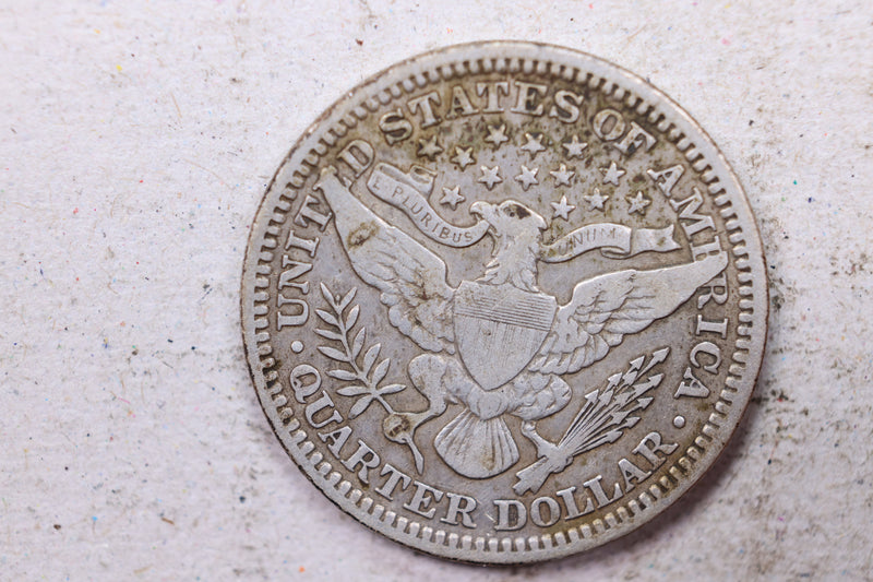 1907 Barber Silver Quarter., Fine., Circulated Coin., Store