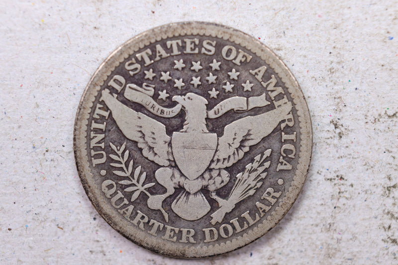 1908 Barber Silver Quarter., Very Good., Circulated Coin., Store