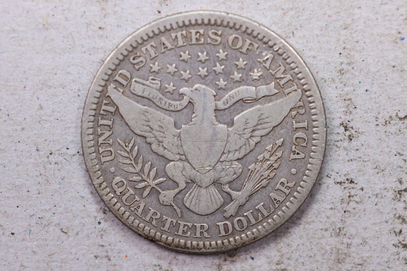 1908 Barber Silver Quarter., Very Fine., Circulated Coin., Store