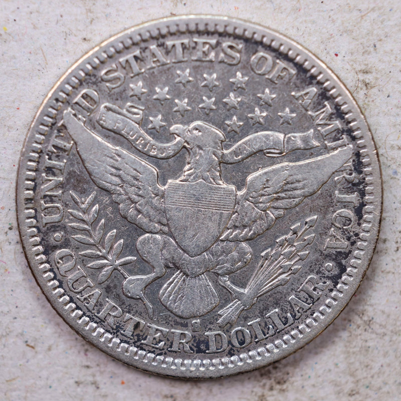 1908-S Barber Silver Quarter., Fine Details., Circulated Coin., Store