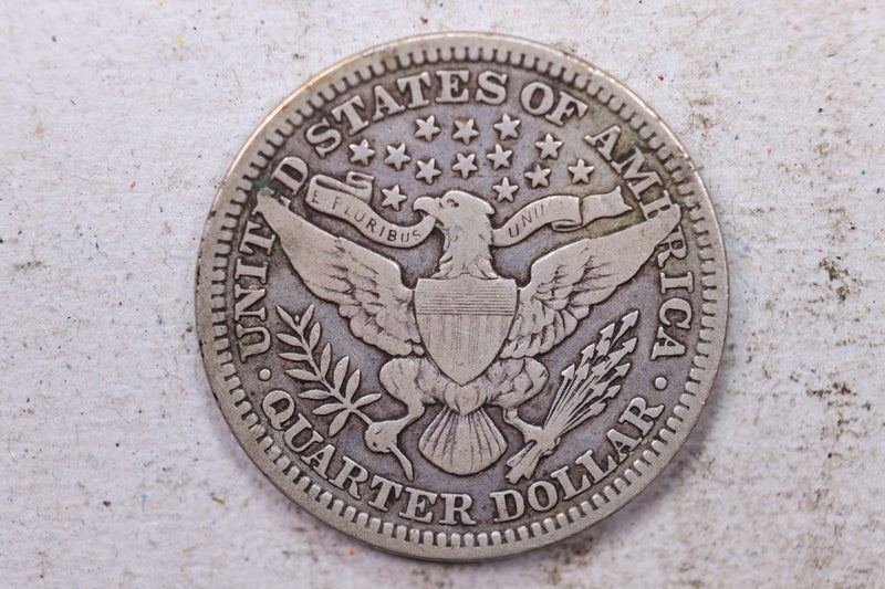 1909 Barber Silver Quarter., Fine., Circulated Coin., Store