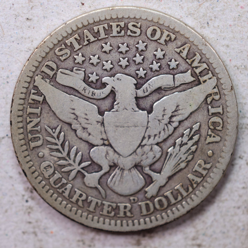 1909-D Barber Silver Quarter., Very Good., Circulated Coin., Store