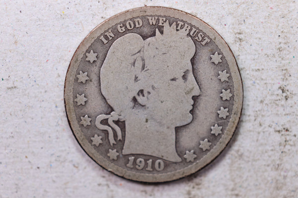 1910-D Barber Silver Quarter., Good., Circulated Coin., Store #1442