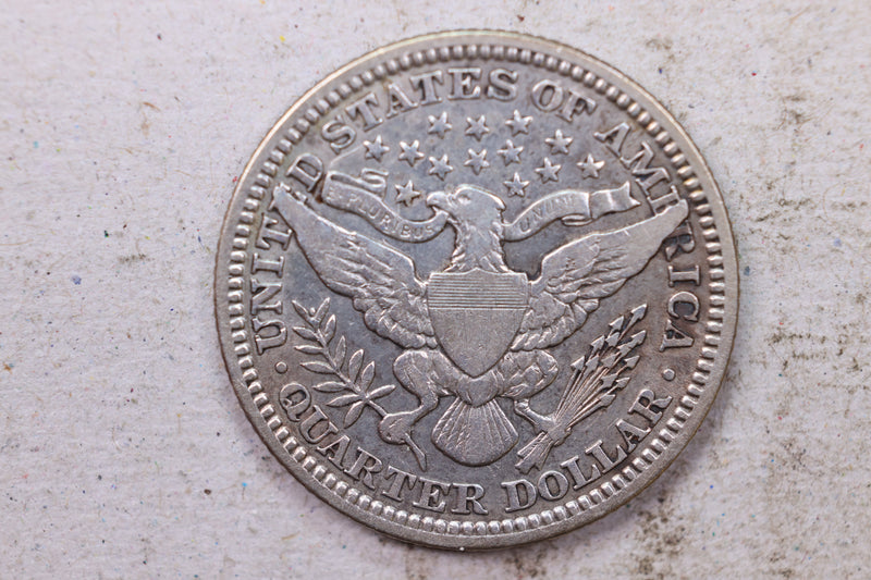 1915 Barber Silver Quarter., Fine., Circulated Coin., Store