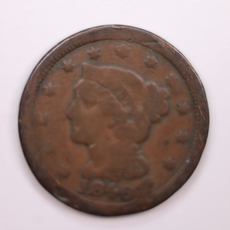 1846 Large Cent, Very Fine Details., Circulated Coin. Store