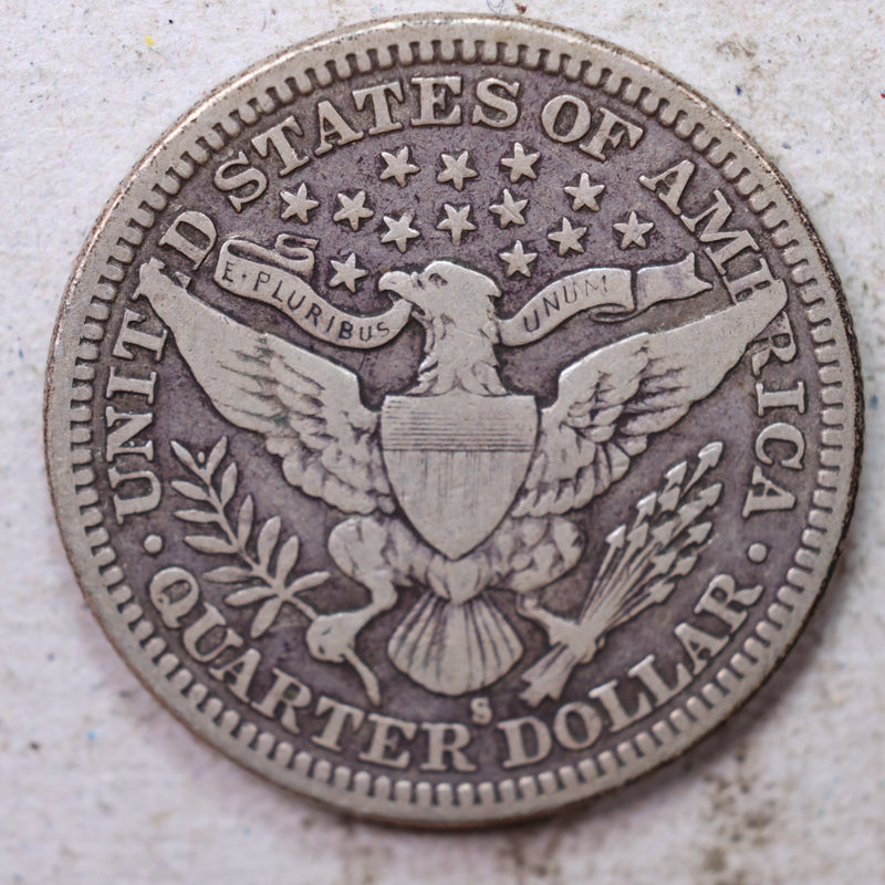 1915-S Barber Silver Quarter., Fine., Circulated Coin., Store