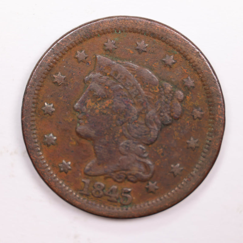 1845 Large Cent, Very Fine Details., Circulated Coin. Store