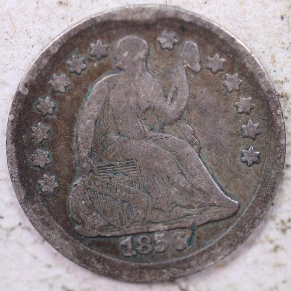 1856 Seated Liberty Half Dime, Very Fine, Circulated Coin, Store #M856.02