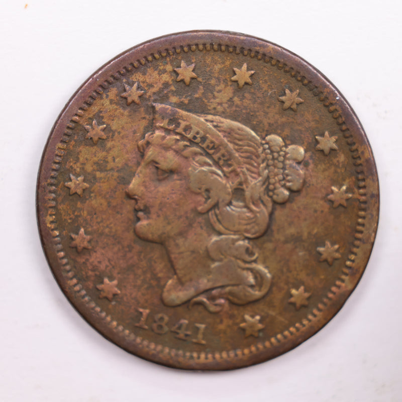 1841 Large Cent., Very Fine Details., Circulated Coin., Store