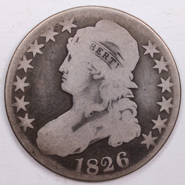 1826 Cap Bust Silver Half Dollar., Good Circulated Coin., Store #HR0442