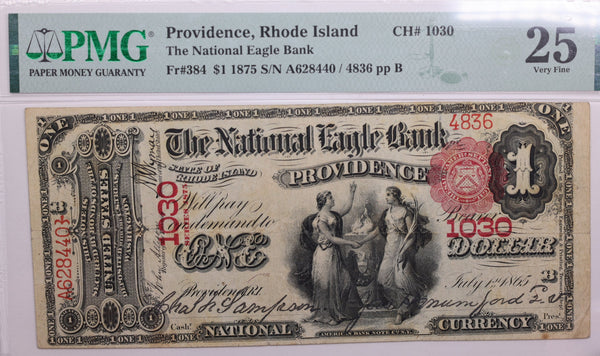 1875 $1., Providence, RI., National Eagle Bank., PMG VF-25., LGNG022