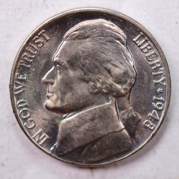 1948-D Jefferson Nickel, Uncirculated coin, Store #UN948D