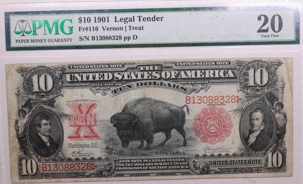 1901 $10 Legal Tender., FR#116., PMG VF-20., Store #GLT014