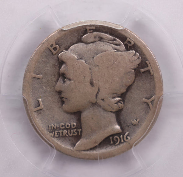 1916-D Mercury Silver Dime., PCGS G04., 'Key Date Coin'., Store #GDE016