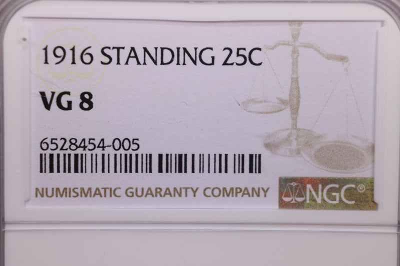 1916 Standing Liberty Quarter., NGC VG-8., KEY DATE., Store