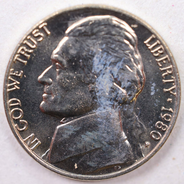 1980-P Jefferson Nickel, Uncirculated coin, Store #UN980P