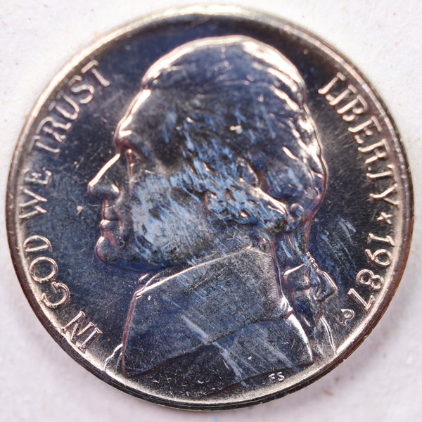 1987-P Jefferson Nickel, Uncirculated coin, Store #UN987P