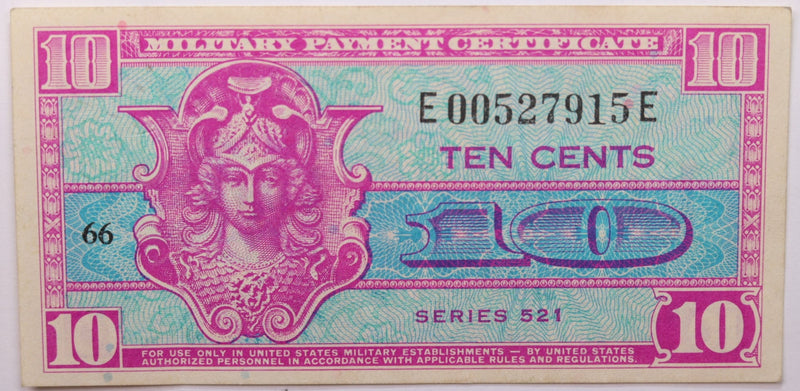 Series 521., 10 Cent., Military Payment Certificate., Store Sale