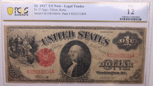 1917 $1., Legal Tender Note., PCGS F-12., Store Sale #1507