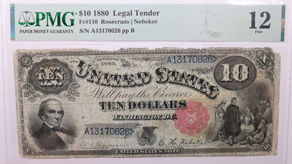 1880 $10., Legal Tender Note., PCGS F-12., Store Sale #1508