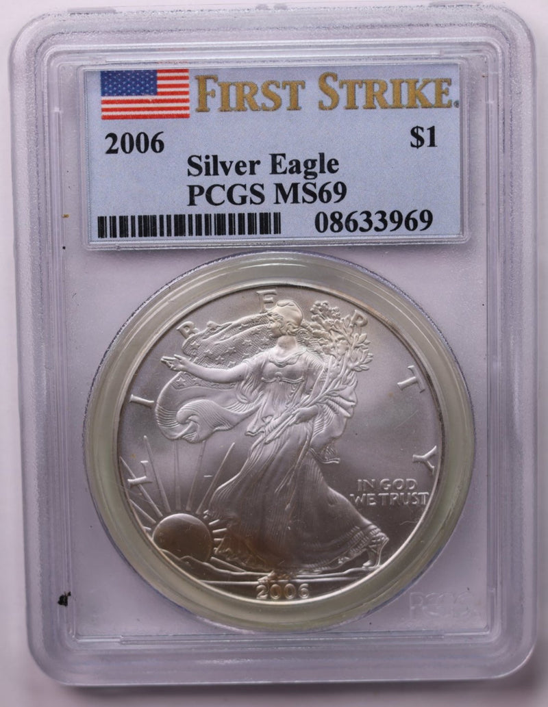 2006 American Silver Eagle., PCGS Graded., MS-69., Store