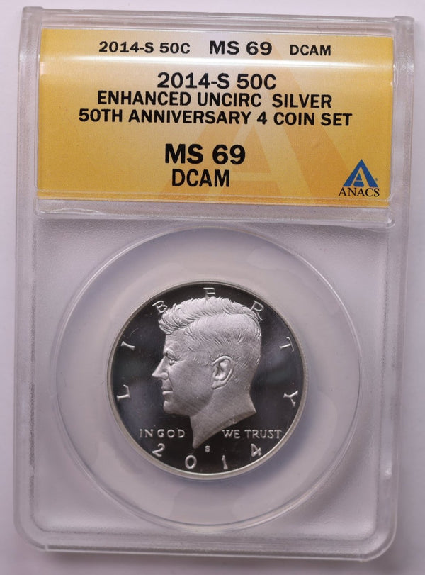 2014-S Kennedy Silver Half Dollar., Enhanced., ANACS MS-69., Store #1663