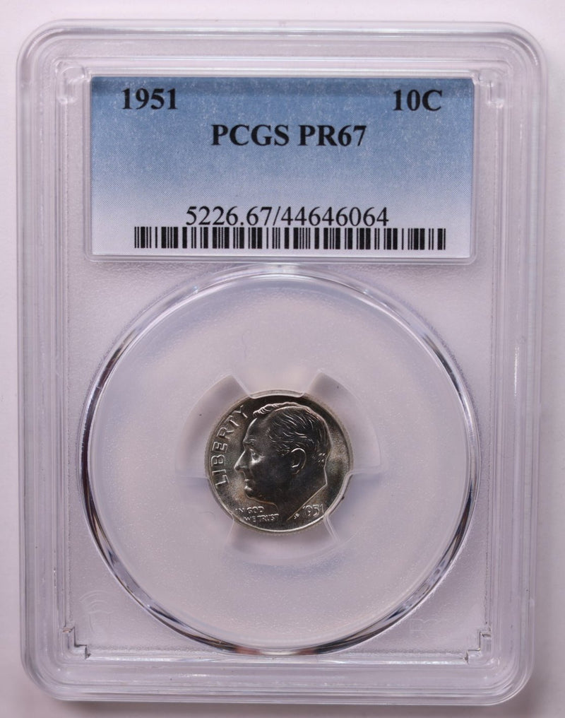 1951 10 Cent., Proof Roosevelt Dime., PCGS PR67., Store