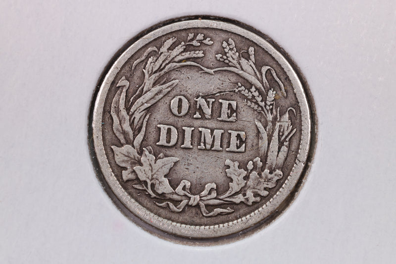 1910 10 Cent., Barber Silver Dime., Very Fine.,  Coin., Store