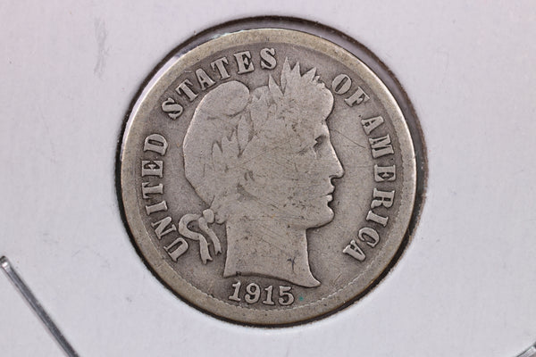 1915 10 Cent., Barber Silver Dime., Very Good.,  Coin., Store #1687