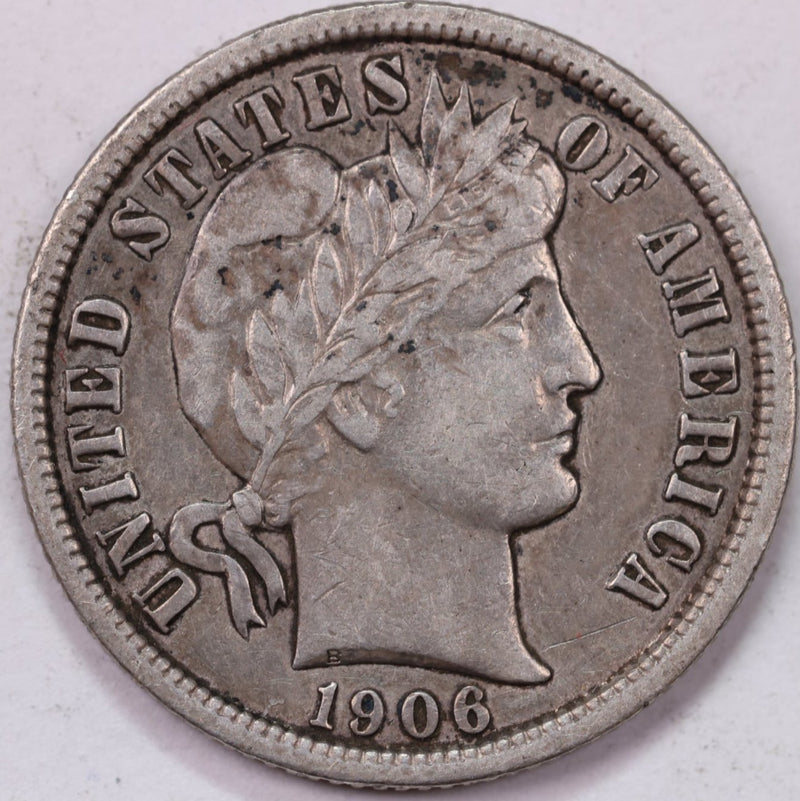 1906 10 Cent., Barber Silver Dime., Extra Fine Coin., Store