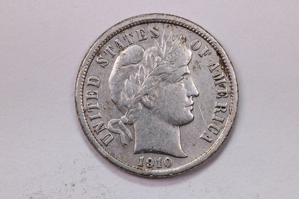 1910-S 10 Cent., Barber Silver Dime., Very Fine Circulated Coin., Store #1708