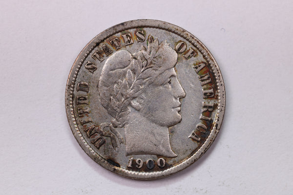 1900 10 Cent., Barber Silver Dime., Very Fine Circulated Coin., Store #1710