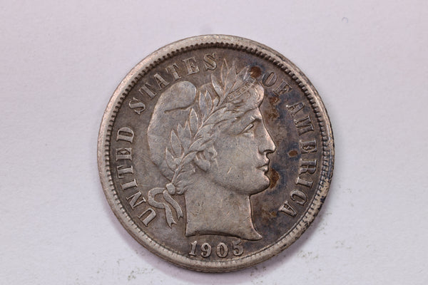 1905-O 10 Cent., Barber Silver Dime., Extra Fine Circulated Coin., Store #1712