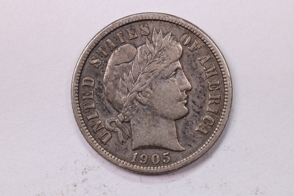 1905 10 Cent., Barber Silver Dime., Extra Fine Circulated Coin., Store #1713