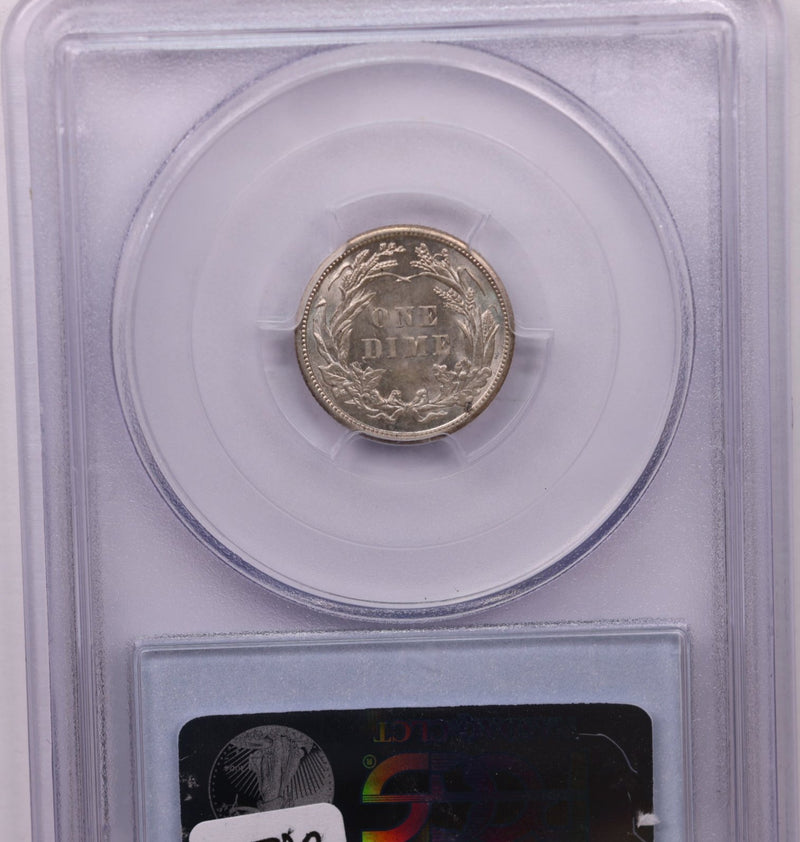 1911 10 Cent., Barber Silver Dime., PCGS Certified AU-58., Store