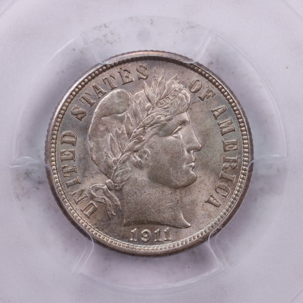 1911 10 Cent., Barber Silver Dime., PCGS Certified MS-63., Store #1720