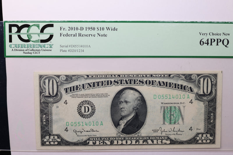 1950 $10 Federal Reserve Note, PCGS 64 PPQ,  Store Sale