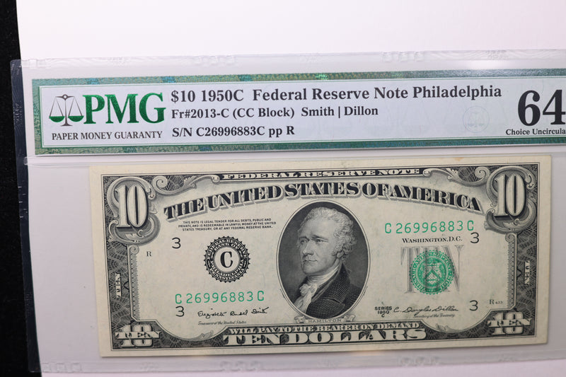 1950C $10 Federal Reserve Note, PMG 64, EPQ,  Store Sale