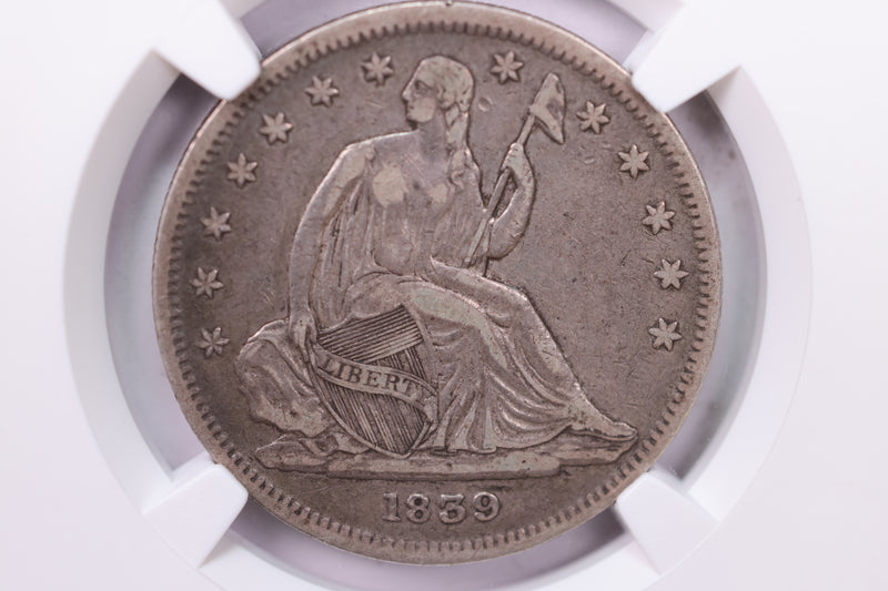 1839 Seated Liberty Half Dollar., NO DRAPERY., NGC VF-35., CAC., Store