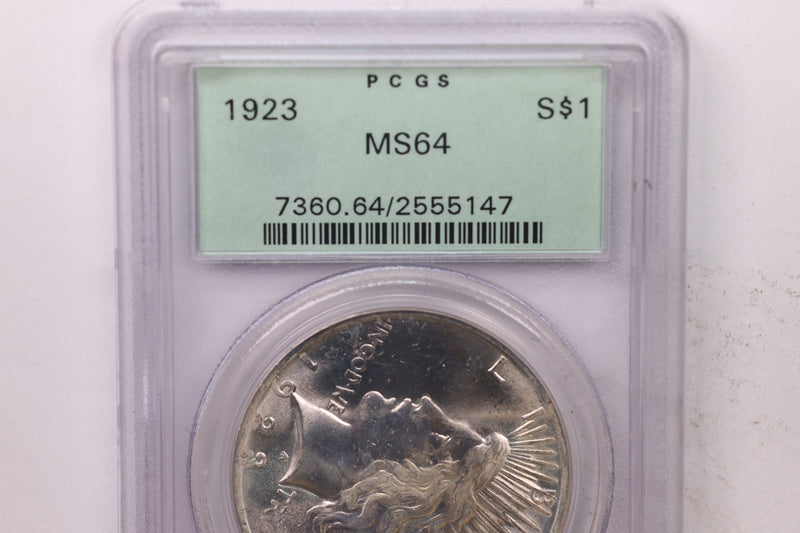 1923 Peace Silver Dollar., PCGS MS-64., Store