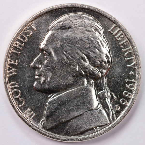 1986-D Jefferson Nickel, Uncirculated coin, Store #UN986D